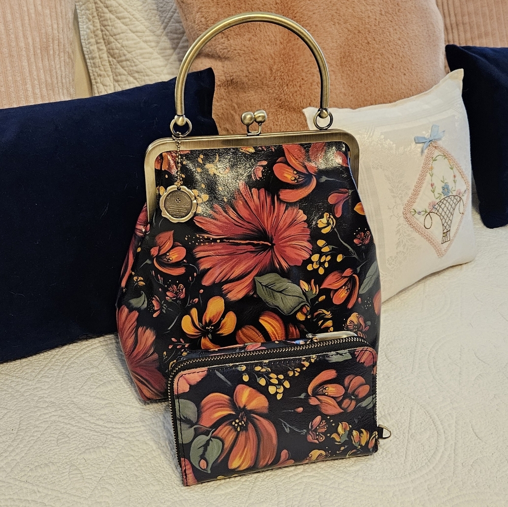 Patricia Nash Novella Tropical Escape NWOT & Matching Wallet "Mini Me"